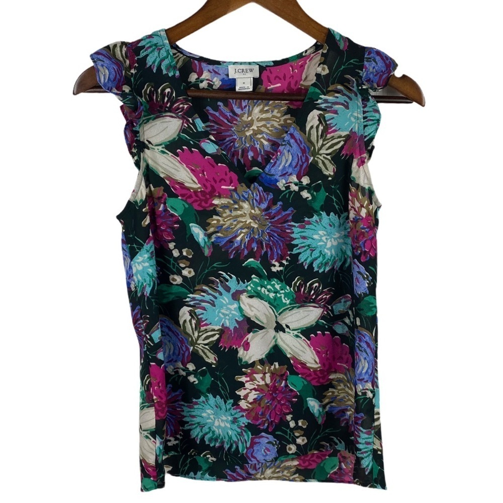 J Crew Flutter Sleeve Floral Print Shirt Size 0